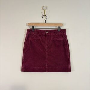 LOFT Burgundy Corduroy Mini Skirt Size 6 High Rise Fall Winter Classic